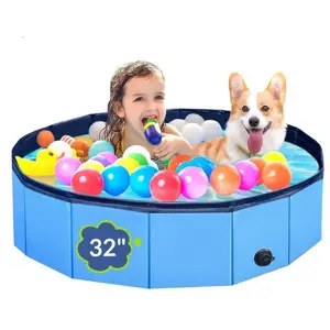 Foldable Kids Pool – 32" Hard Plastic Collapsible Bathtub with Non-Slip Base, Durable 6mm PP Panels, Quick Setup & Drain for Toddlers & Children Outdoor Water Play
