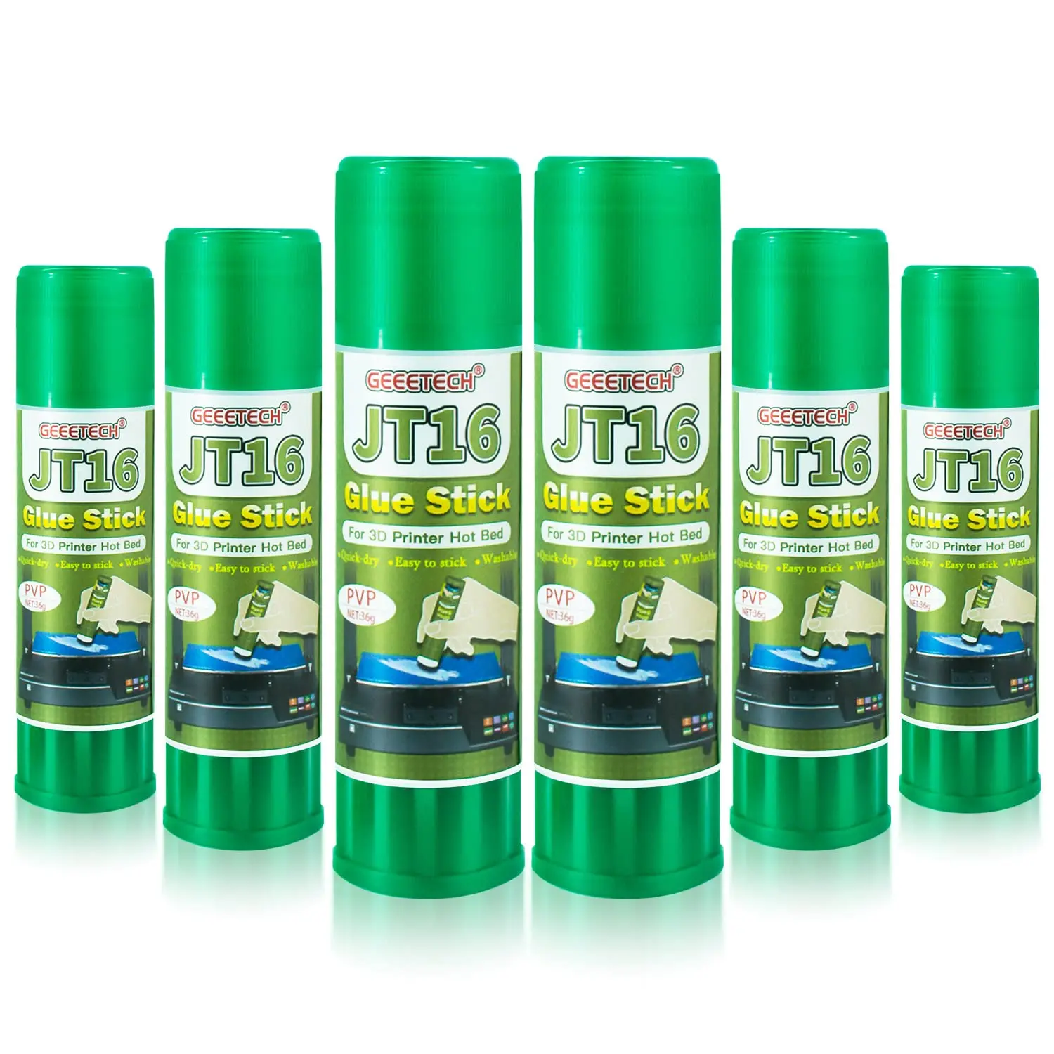 3D Printer Glue Stick 6 Pack,  First Layer Adhesion, Prevents Warping on Heat Bed, Easy Release for ABS PLA PETG Filaments and Various Build Plate, 36g/1.27oz