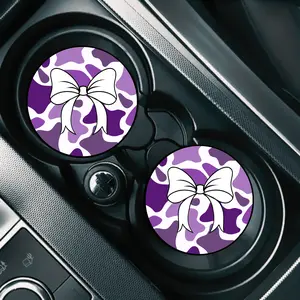 Purple Camo Bow Car Coasters