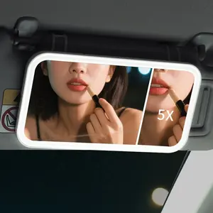 LED Car Vanity Mirror – Dimmable Touch & 5X Magnification