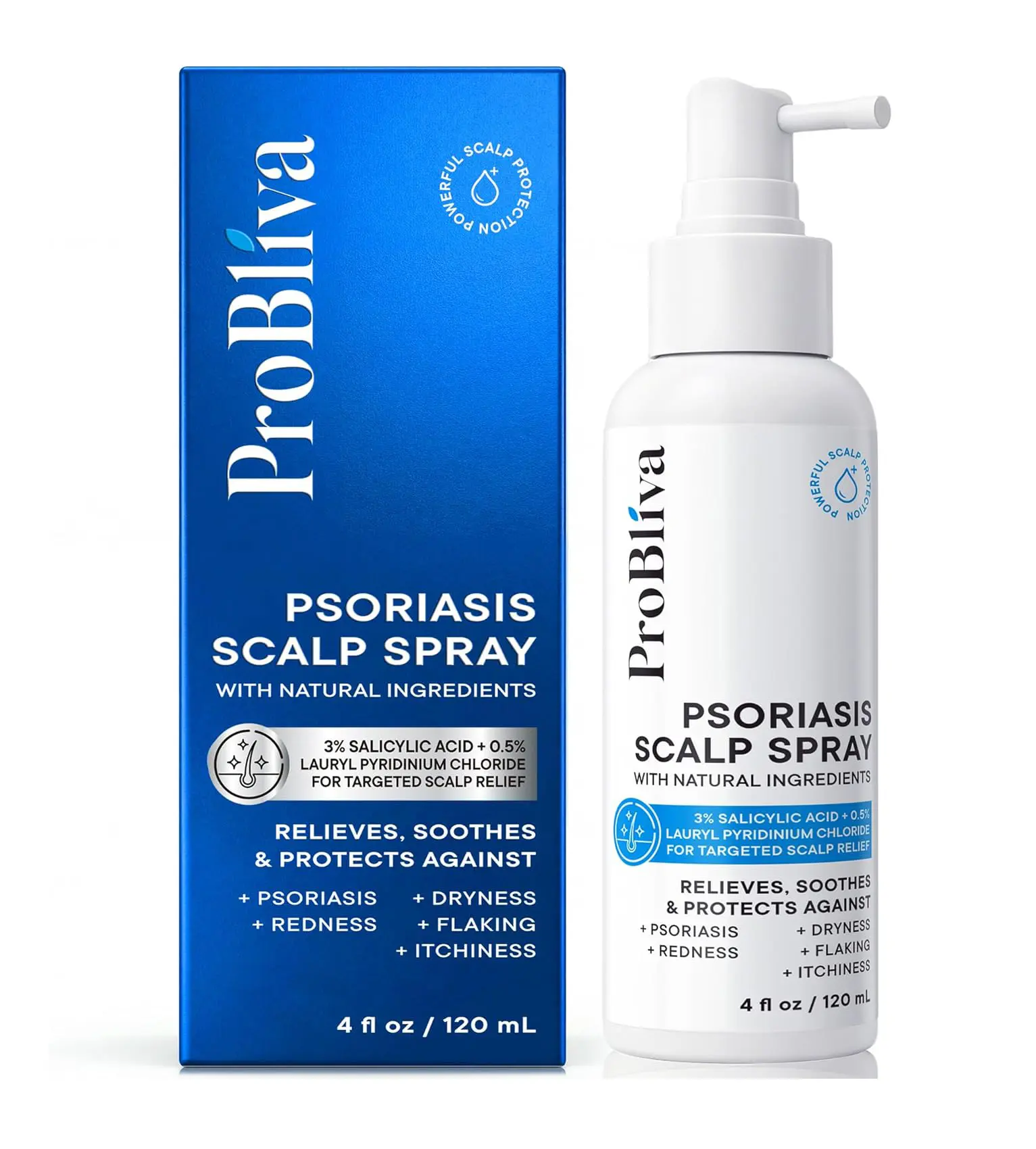 ProBliva Psoriasis Scalp Spray – Scalp Treatment for Psoriasis, Dandruff & Seborrheic Dermatitis – On-Demand Itch Relief – Helps Reduce Flaking & Dryness – Lightweight & Non-Greasy (4 fl oz)