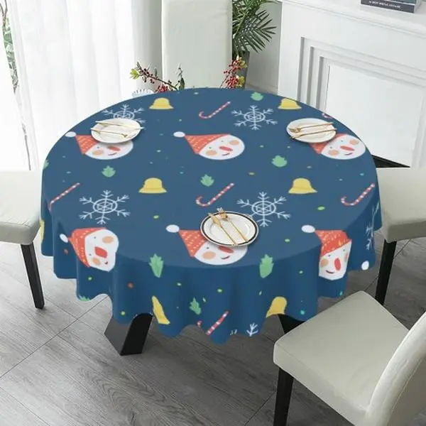 Personalized Round Tablecloth 100% Polyester Single Sided Print Custom Photo Text Logo Waterproof Stain Resistant Washable Table Cover for Wedding Party Picnic Cafe Indoor Outdoor Decor