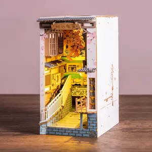 ROBOTIME Rolife DIY Book Nook Kit Sakura Densya, DIY Miniature Booknook Kit Creative Decorative Bookend Bookshelf Insert 3D Puzzles, Halloween/Christmas Decorations/Gifts TGB01 Sakura Densya