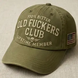 100% Bitter Old F*ckers Club Life Time Member Hat Perfect Gift For Dad Low Profile Dad Hat Pigment Dyed