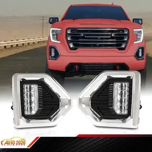 Fog Light Lamp W/Wiring ＆ Chrome Bezels Fit For 19-21 GMC Sierra 1500 Denali LED