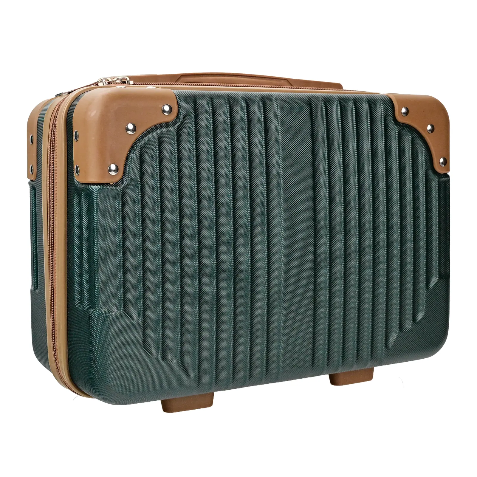 Green 14inch Hard Shell Cosmetic Organizer Travel Train Hand Luggage Small Portable Carrying Suitcase Makeup Case Bag for Women Toiletry