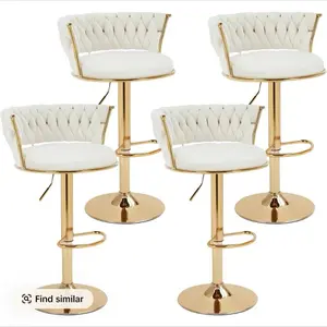 ￼ Velvet Bar Stools, Counter Height Bar Stools with Low Back, Gold Swivel Bar Stool for Kitchen Island, 360° Swivel Bar Chairs for Kitchen Island,Bar Pub