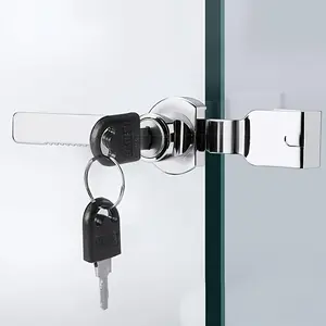 1pc Sliding Glass Door Lock with Key, Suitable for Display Cabinets, Glass Showcase Locks, Reptile Cage Lock with Key