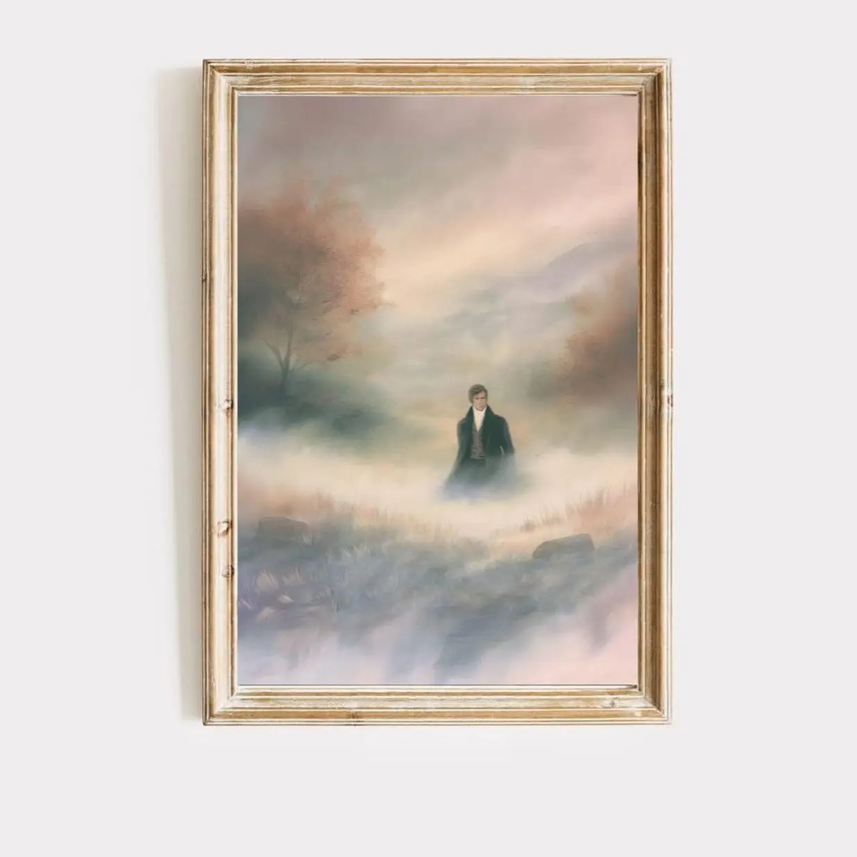 Mr. Darcy Pride and Prejudice Art Print: Misty Moors Book Lover Decor Frameless Poster O Vintage Design Satin
