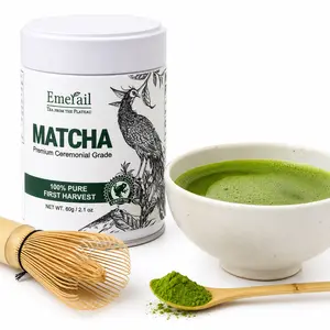 Emerail Premium Ceremonial Grade Matcha Powder (60g/2.1oz, Up to 60 Servings!) - EU Standard & Rainforest Alliance, 100% First Harvest, ZERO Bitterness