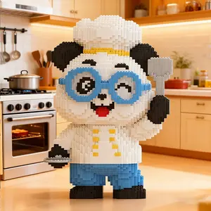 Cute Chef Panda Building Block 3D Puzzle Model, Stress Relief Toy, Indoor Decoration, Birthday Christmas New Year Party Gift