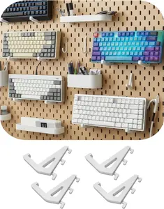 Mechanical Keyboard Holder for IKEA SKADIS Pegboard Accessories | White | Keyboard Stand | Space-Saving Desk Organizer, Gaming Office | 4PCS