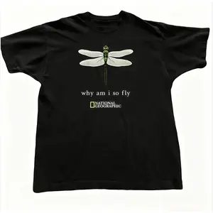 National Geographic with dragonfly graphic tee Cotton Casual Crewneck Top Womenswear Essential Piece Trend T-Shirt Streetwear Tshirt Summer Shortsleeve