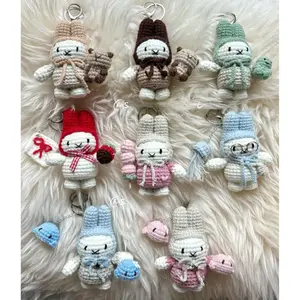 Crochet Bunny Miffy Summer Lifestyle Keychain Bag Charm, Kawaii Bag Charm, Bunny Plushie