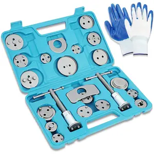 24-pcs Disc Brake Caliper Piston Compressor Wind Back Repair Tool Kit for Cars, with Carrying Case, Blue