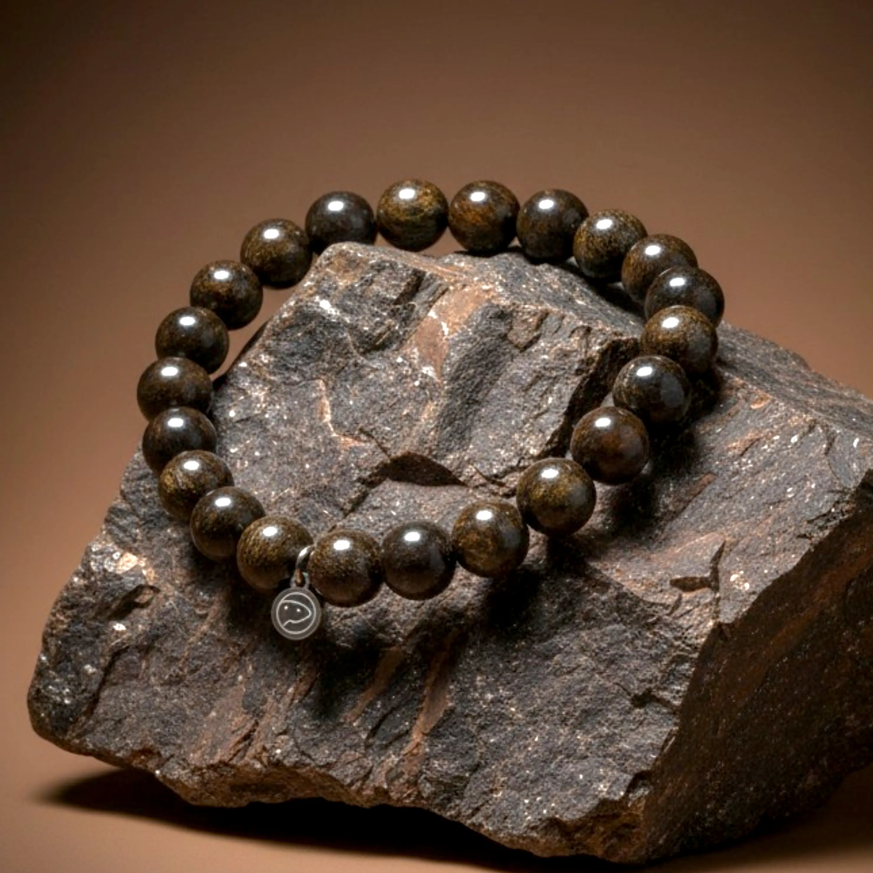 Bronzite Bracelet, Otter Spirit, Women, 8mm Beads, Crystal Bracelet, Bronzite, Root & Solar Plexus Chakra, Empowerment, Protection, Sterling Silver Otter Charm