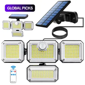 Commercial Solar Outdoor Light with Motion Sensor 333 LED Solar Security Light with Remote Control 4-Head Solar Floodlight Strip Ideal for Yards, Garages, Porches, and Courtyards, Solar Lights Outdoor #GLOBAL PICKS
