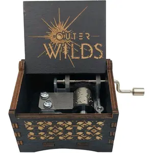 Wooden Hand Crank  Box Antique  Craft  Musical Boxes  Decorations for Christmas, Wedding, Valentines, Birthday Gifts (Outer and Wilds)
