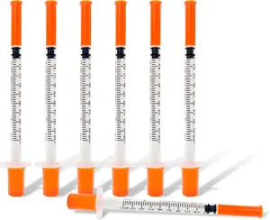 Syringes with Needle, U-100 1ml 31G 5/16" (8mm) Disposable Syringe, Lab Supplies Individual Wrapped, Pack of 30
