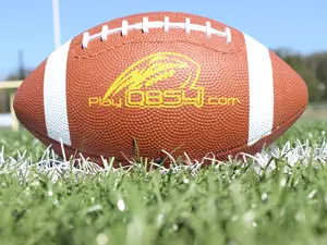 QB54 Football - Brown with White Stripes, Featuring "QBS4" Logo, Ideal for Football Games and Practice