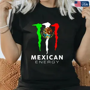 MEXICO FLAG MEXICAN ENERGY DRINK LOGO T-SHIRT Classic Man，100% Cotton Unisex T-Shirt S-5XL