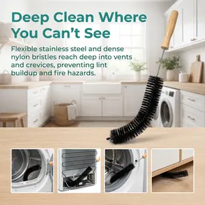 1pc Dryer Vent Cleaning Brush, Flexible Lint Remover Brush with Wooden Handle, Deep Clean Washing Machine & Dryer Lint Trap, Removes Lint & Dust, Home Appliance Cleaning Tool