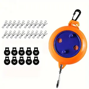 Portable Camping Clothesline with Clips, 1 Set Camping Clothesline with 20pcs Clip, Outdoor Camping Clothesline for Camping & Hiking