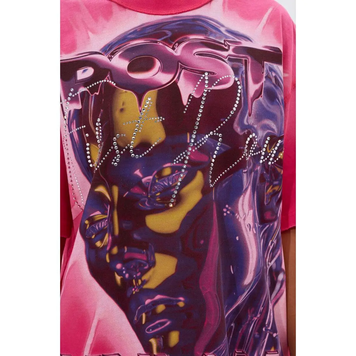 FIRST ROW POST HUMAN OVERSIZED GRAPHIC TEE IN PINK - TikTok Shop