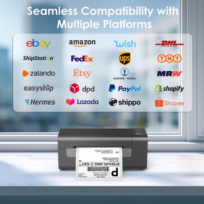 Bluetooth Shipping Label Printer 4x6 Thermal Wireless Inkless Label Printer Universal Multi-Platform Adapter for IOS, Android,macOS,Windows – Compatible with Major platform,Widely Used for Amazon, Ebay, Shopify, Etsy, USPS,Aliexpress,Temu Usb Flash Drive