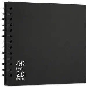 DIY Scrapbook Album 10x10 Inch, 40 Blank Black Pages Hardcover Memory Book, Spiral Bound Photo Album Scrapbook for Wedding, Baby Shower, Anniversary, Travel Journal, DIY Craft Gift for Couples Family & Friends