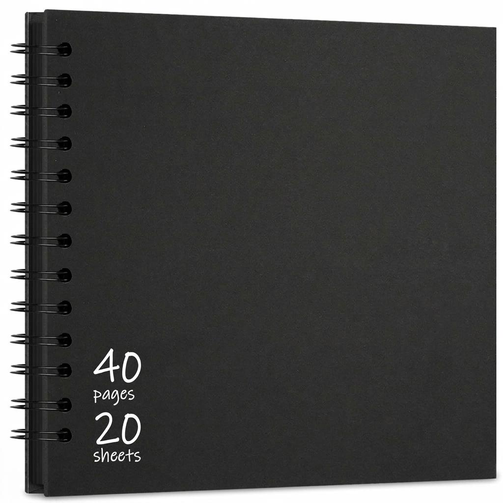 DIY Scrapbook Album 10x10 Inch, 40 Blank Black Pages Hardcover Memory Book, Spiral Bound Photo Album Scrapbook for Wedding, Baby Shower, Anniversary, Travel Journal, DIY Craft Gift for Couples Family & Friends