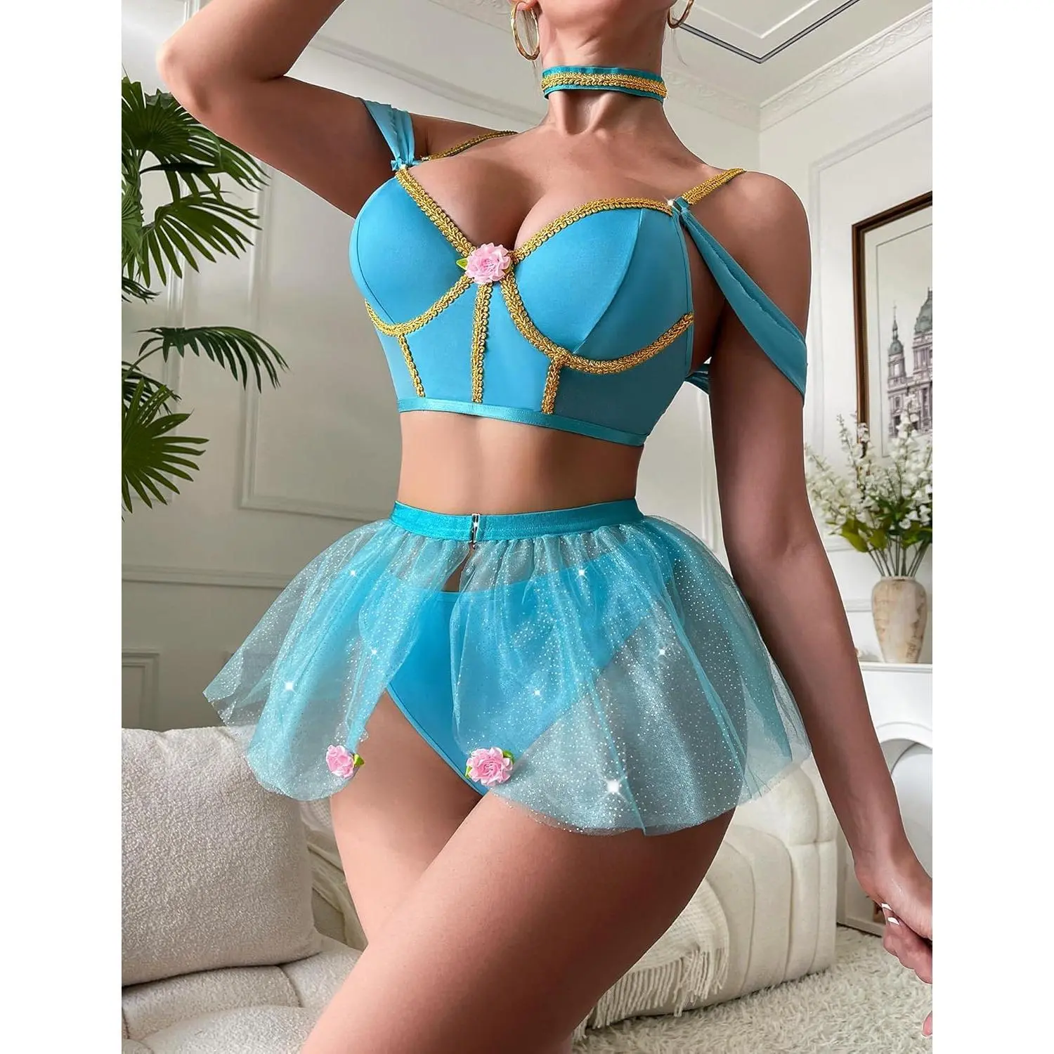 Sexy Princess Costume Lingerie Set for Women - Fairy Design Cosplay Outfits with Bra Panty & Choker - Perfect for Halloween & Roleplay - TikTok Shop Sexy Princess Costume Lingerie Set for Women - Fairy Design Cosplay Outfits with Bra Panty & Choker - Perfect for Halloween & Roleplay - TikTok Shop