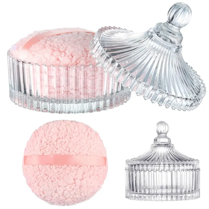 Mothers Day Gift Extra Large Body Powder Puff and Container, 6 Inch Oversize Dust Powder Puff for Baby Women Dusting Powder