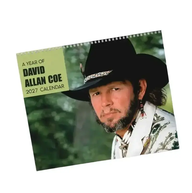 David Allan Coe 2027 Calendar, Country Music Singer Wall Calendar, Outlaw Country Photo Calendar, Cowboy Western Monthly Planner, Gift for Country Music Fans, Dad, Husband and Grandpa, Home Office Decor, Trending Country Calendar 2027