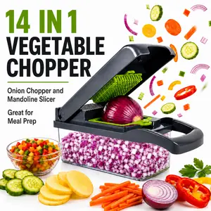 MIUVA Chopper TikTok Shop Must Haves 14 in 1 Vegetable Chopper Onion Chopper Mandoline Slicer with Container Stainless Steel Blades Food Dicer for Meal Prep Salad Salsa Kitchen
