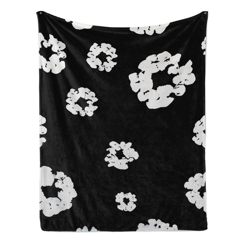 Luxury Cozy Black D-Denim Flannel Blanket with Unique White T-Tears Prints, Soft Plush All-Season Throw for Sofa, Bed, Modern Home Decoration,Perfect Birthday, Christmas, Halloween Gift