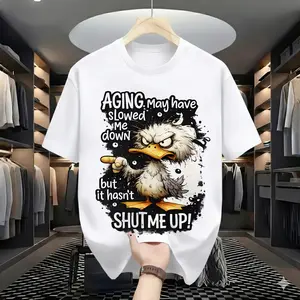 Funny Aging Sarcastic Graphic Tee | Grumpy Duck "Hasn't Shut Me Up" Shirt | Sassy Attitude Top for Men & Women