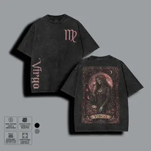 Dark Aesthetic Virgo Unisex Washed Tee, Vintage Skull and Rose Graphic T-shirt, Retro Grunge Streetwear Top, Aesthetic Dark Zodiac Gift Merch summer outfits