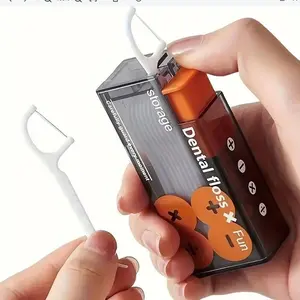 Floss dispenser, portable and refillable floss box, automatic pop-up floss container and floss dispenser stand, suitable for handbags, bathroom trips, floss dispensers with designed dispensers, (5-piece set)