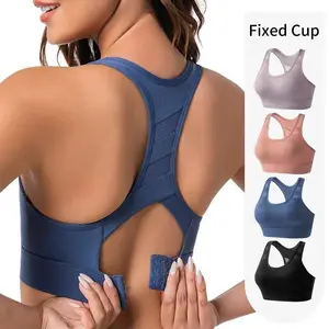 Fixed Cup Racerback Sports Bra for Women Adjustable Back Closure High Support Workout Yoga Gym Bra Customized Fit Everyday Wear