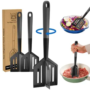 2-in-1 Meat Chopper and Spatula Stir Turner and Mix Mashing Tool for Ground Beef Hamburger Meat Ground Turkey Heat Resistant BPA Free Safe for Non-Stick Smash Burger Tool