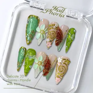 NailPhoria BUTTERFLY FAE - Handmade Press-On Nails | Reusable, Salon-Quality, Long-Lasting, Glossy Design