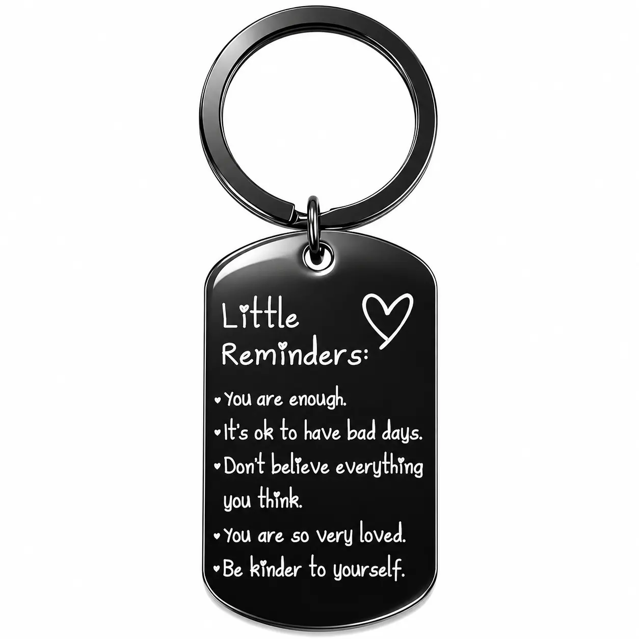 Little Reminders Affirmation Keychain - Trendy Cute Women's Fashion Accessory with Square Geometric Print, Metal Coating, Uplifting Mental Health Gift Jewelry, Personalized Daily Wear Daily Carry Item