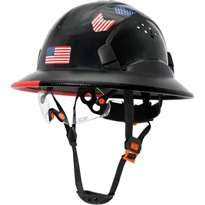 Full Brim Hard Hat with Clear Visor Cascos De Construccion Vented Hard Hat with Chin Strap Adjustable Cool Vent Work Helmet for Men Women