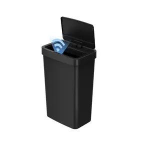 Mainstays Kitchen Automatic Trash Can, 13.2 Gallon Plastic Motion Sensor Garbage Bin, Black, Plastic Garbage Bin, garbage can, trash can, motion sensor, automatic trash can