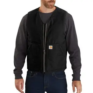 Carhartt Men's Washed Duck Sherpa-Lined Waistcoat - Male Clothing Layer, Cotton Vest with Pockets and Adjustable Hem