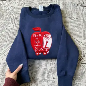 Fear is the mind killer embroidered sweatshirt, DUNE 1965 embroidered sweatshirt, Retro Sci-Fi Movie inspired shirt, Sand Dunes Adventure sweatshirt