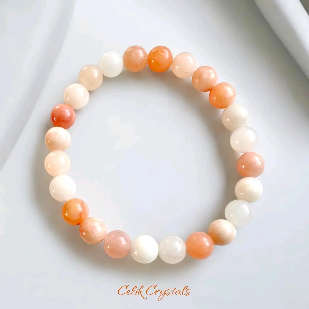 Peach Aventurine Bracelet Natural Stones 8mm, 10mm, 6mm Stretch Bead Bracelet