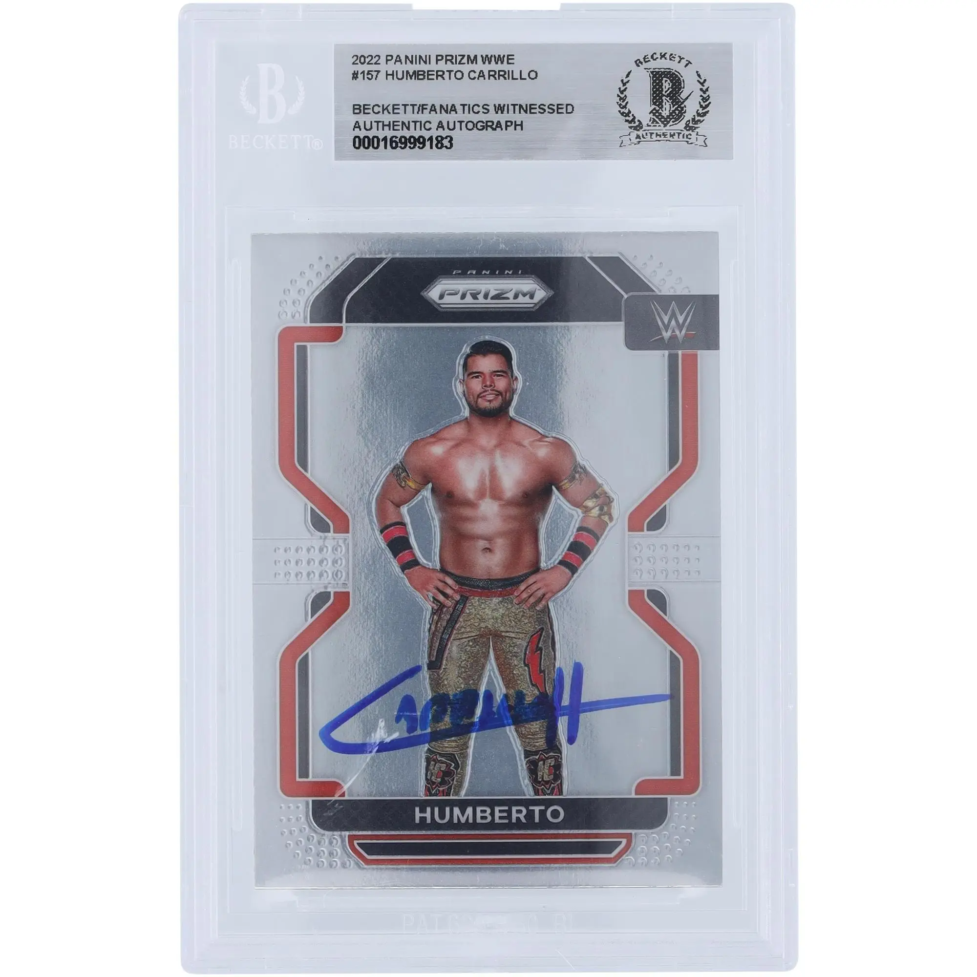 Humberto Carrillo WWE Autographed 2022 Panini Prizm #157 Beckett Fanatics Witnessed Authenticated Card - Fanatics Authentic Certified