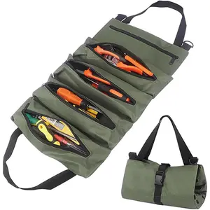 Tool Bag Roll Up, 1 Count Portable Tool Storage Bag, Tool Bag Organizer, Waterproof Oxford Cloth Zipper Pouch for Men Mechanic, Electricians, Repairman